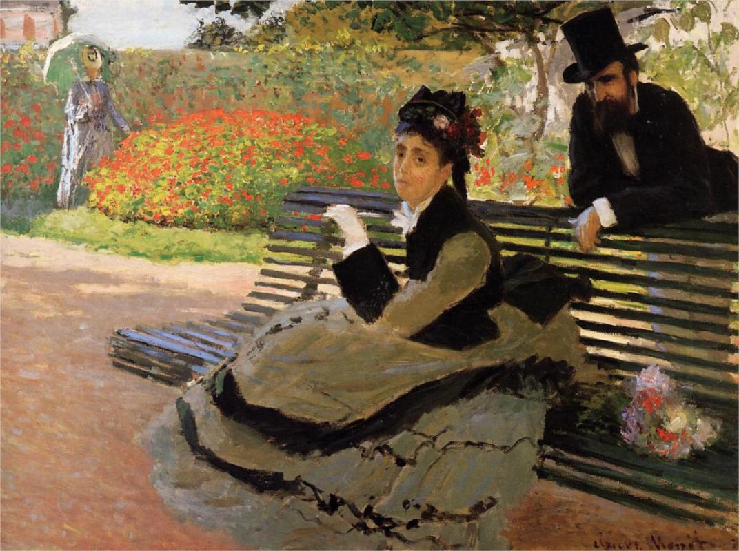 Camille Monet on a Garden Bench - Claude Monet Paintings